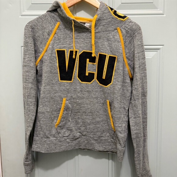 PINK Victoria's Secret Tops - PINK Victoria’s Secret VCU Rams Hoodie Womens Small Heather Gray Yellow